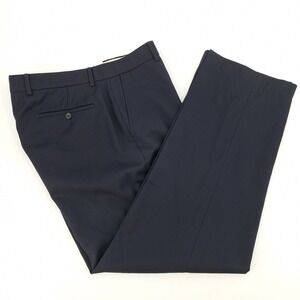BALLIN CLASSIC Men's Navy Blue Wool Dress Pants Size 37x31 Comfort EZE